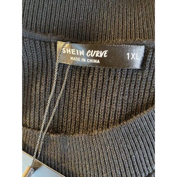 Shein Women's Plus Sz 1 XL Sleeveless Side Tie Black Sweater Coverup - Picture 8 of 13